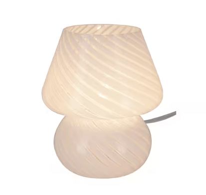Alsy 24179-001 7 in. White Contemporary Swirl Glass Mushroom Accent Lamp