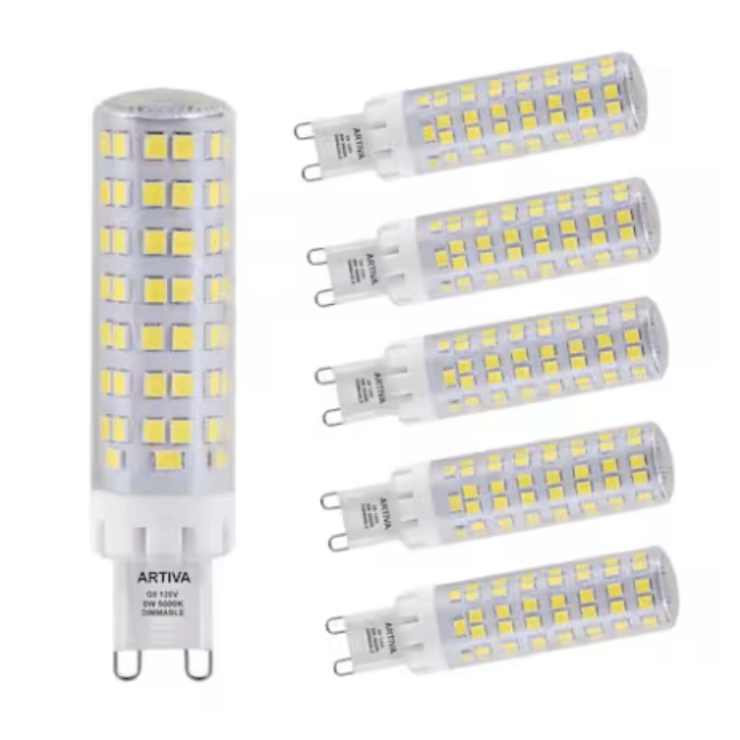 ARTIVA LED-G9-8TDM-50-6 75-Watt Equivalent, 8-Watt G9 T4 Dimmable LED Light Bulb, 5000K Daylight (Set of 6)