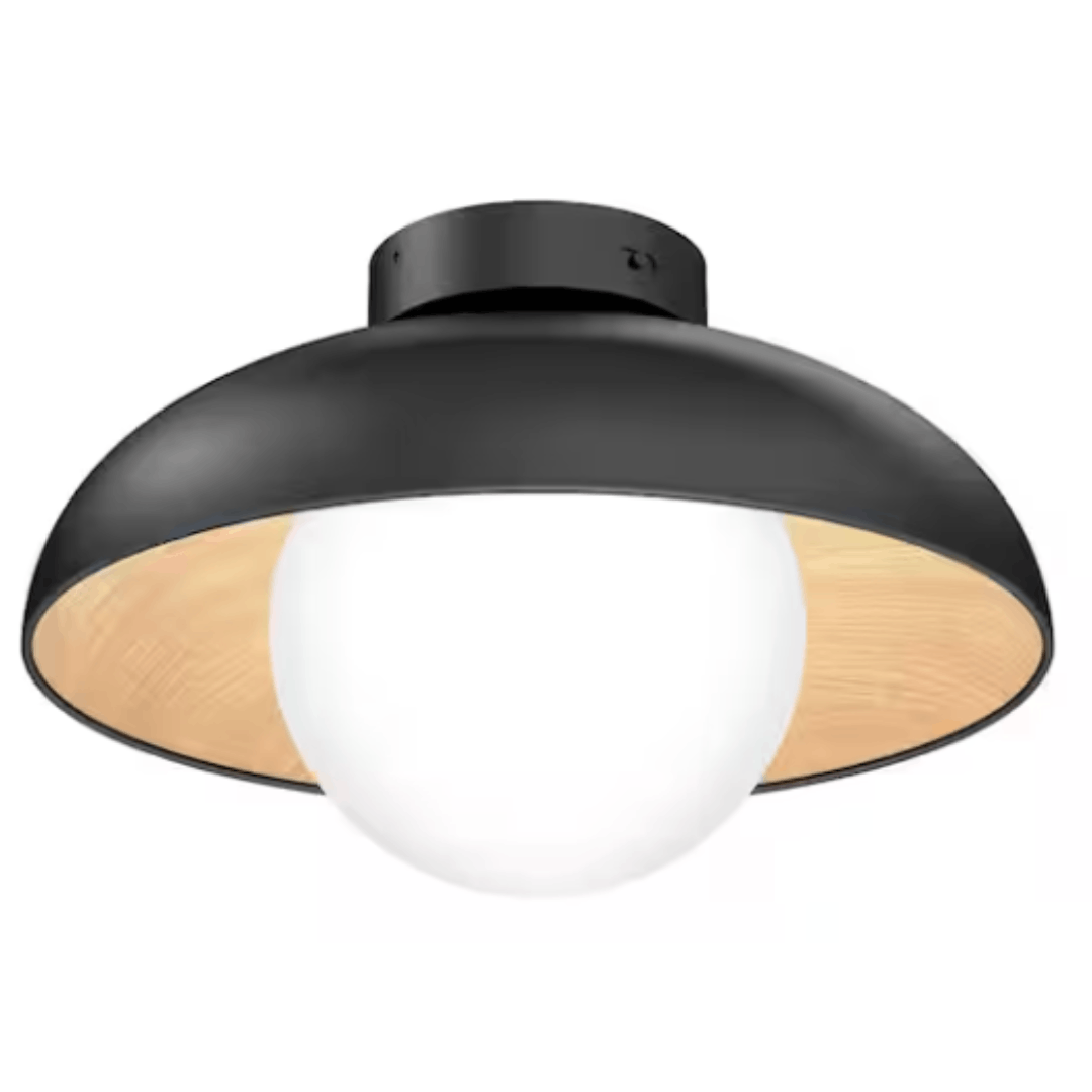 Artika FM-BO5C-HD2BW Boden 15 in. 1 Light Black and Wood 5CCT Integrated Selectable LED Flush Mount Ceiling Light