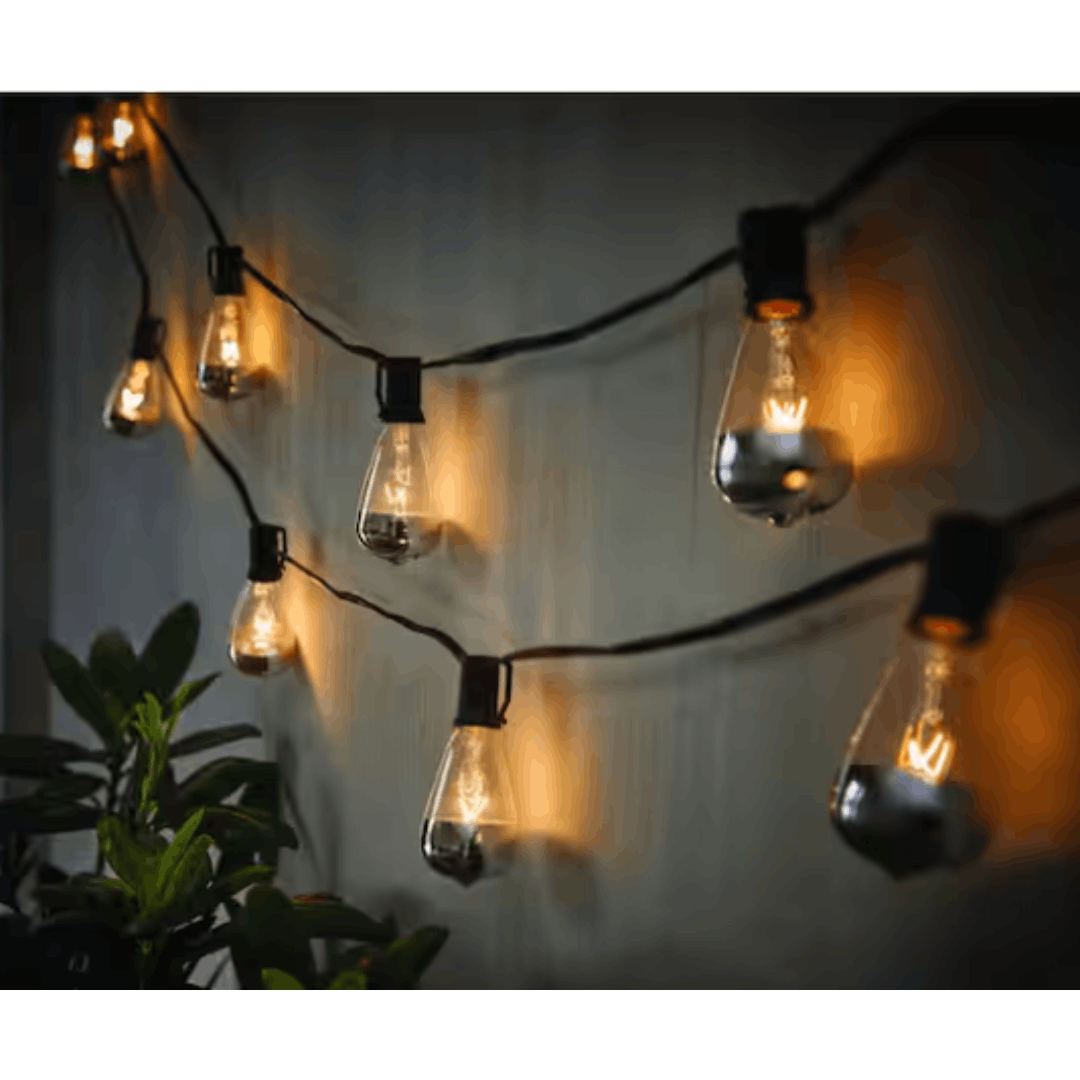 Hampton Bay 12300-19 10-Light 11 ft. Indoor/Outdoor Plug-In ST38 Incandescent Bulb String Light with Silver Bottom