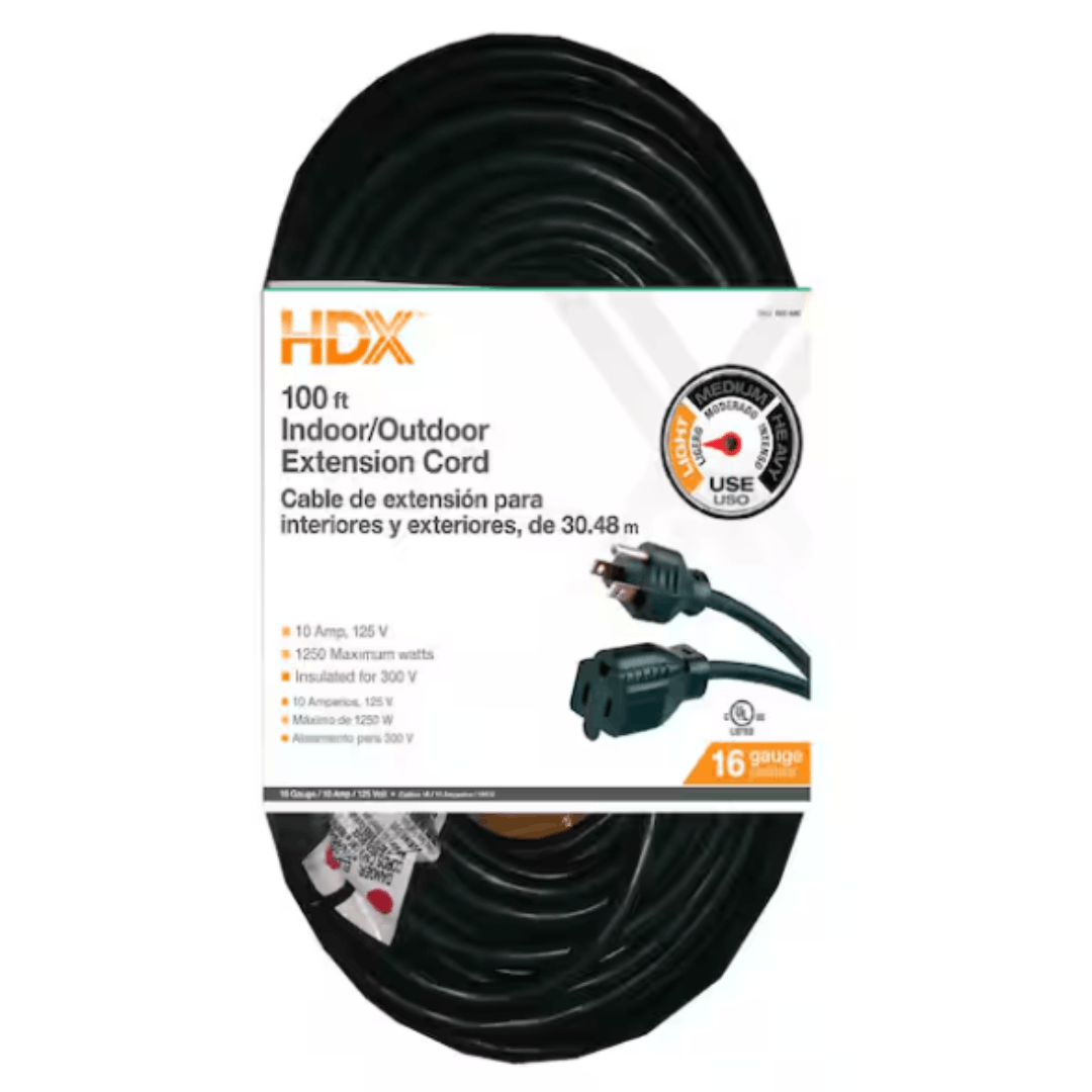 HDX AW62665 100 ft. 16/3 Indoor/Outdoor Extension Cord, Green