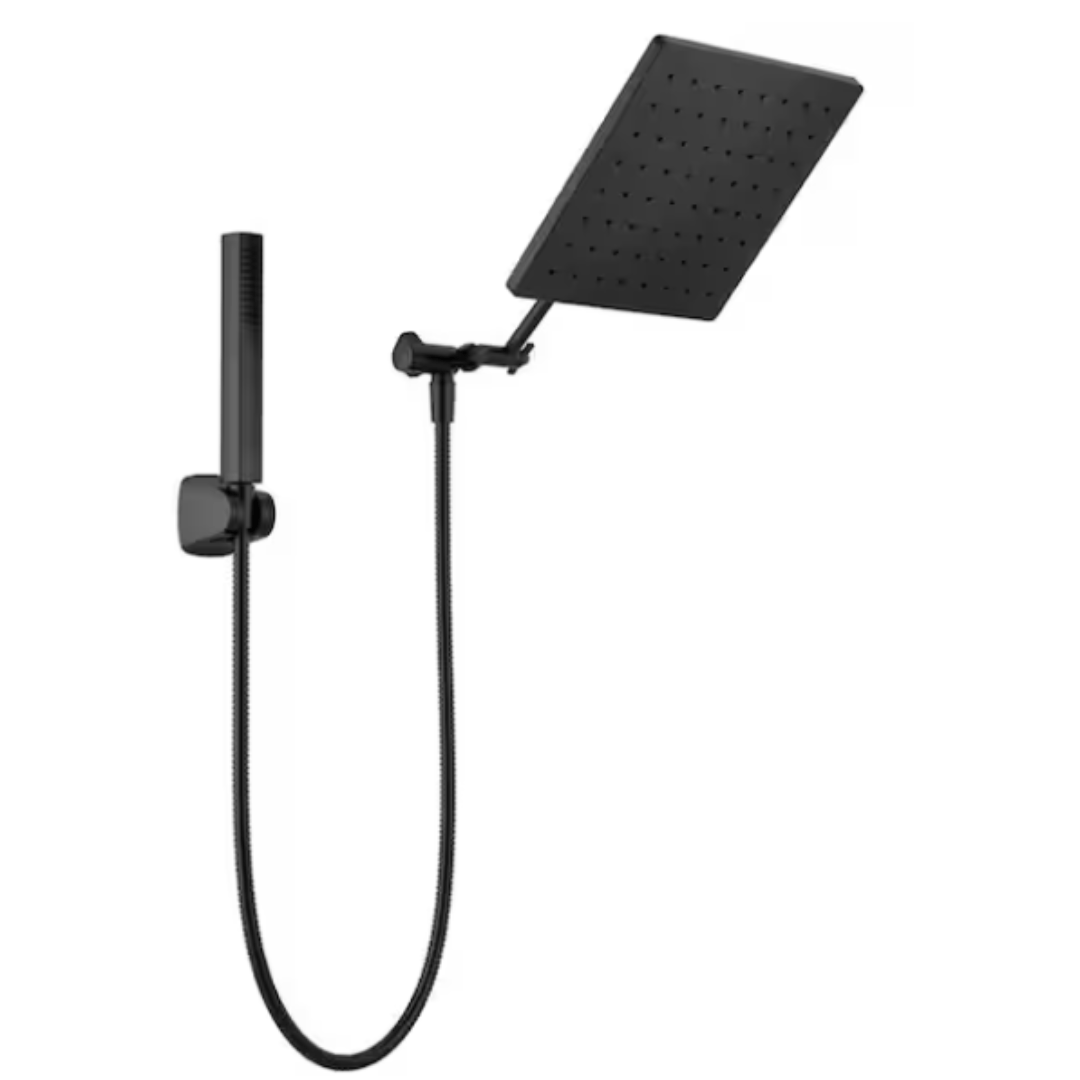 Delta 75527-BL Raincan 1-Spray Dual Wall Mount Fixed and Handheld Shower Head 1.75 GPM in Matte Black