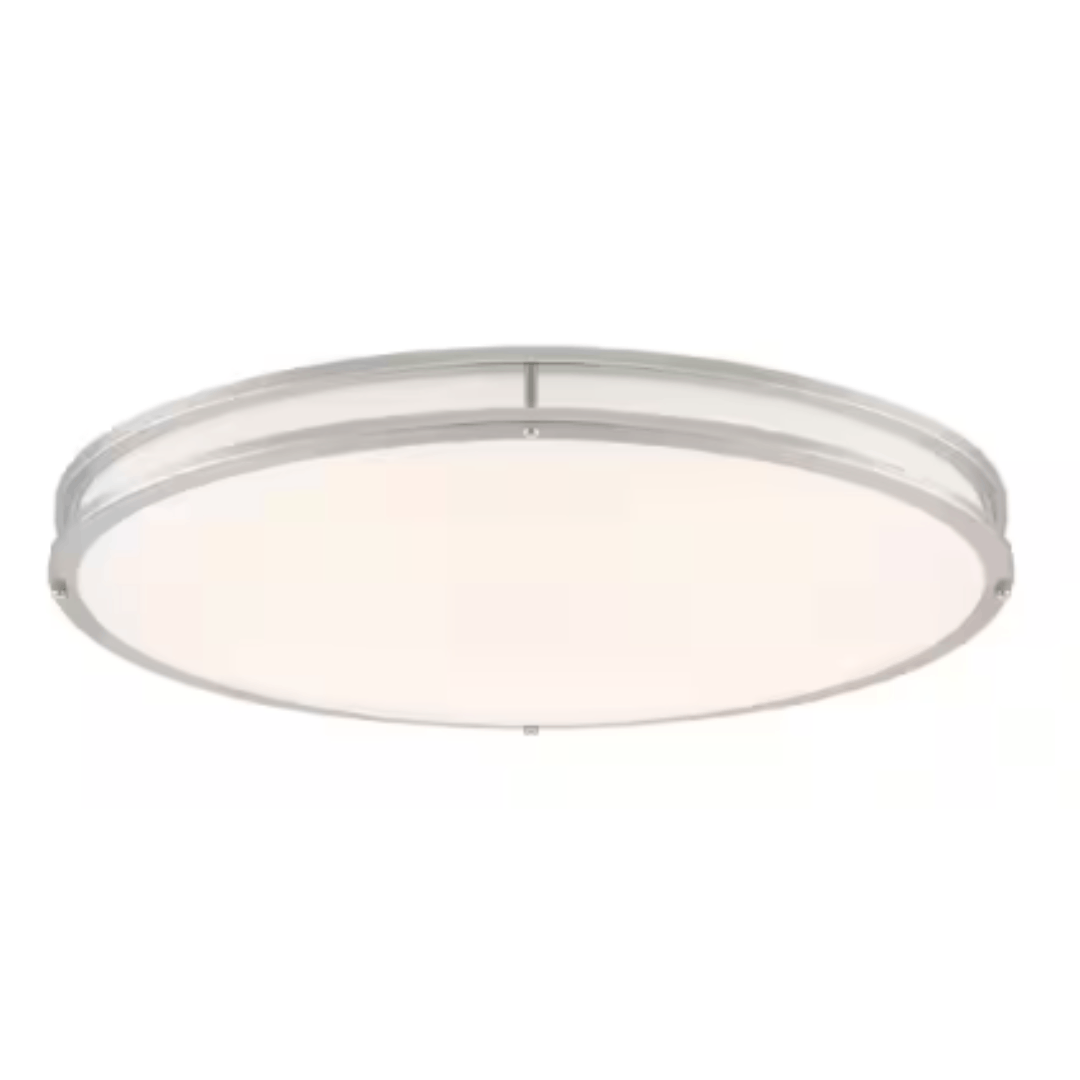Commercial Electric DC024C3D-35 Commercial Electric 24 in. Modern Brushed Nickel Selectable CCT Integrated LED Flush Mount for Kitchens
