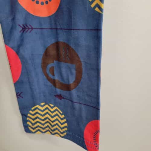 dark-teal-polyester-and-spandex-hot-drink-and-circle-print-leggings-size-l-xl