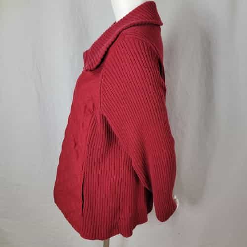 croft-barrow-deep-red-quilted-full-zipper-front-sweater-jacket-size-1x