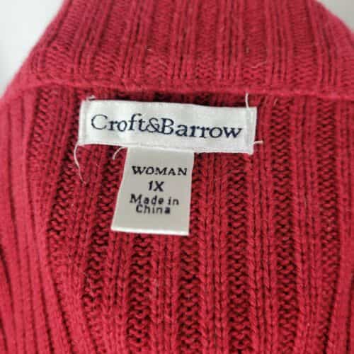 croft-barrow-deep-red-quilted-full-zipper-front-sweater-jacket-size-1x