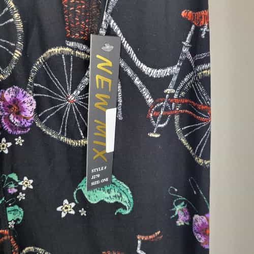 bicycle-and-floral-print-polyester-spandex-ankle-leggings-one-size-fits-all