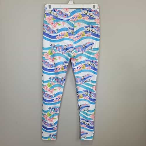 whale-and-flower-print-polyester-and-spandex-ankle-leggings-one-size-fits-all