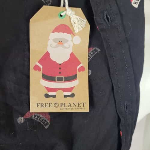 free-planet-black-button-down-santa-hat-believe-short-sleeve-collar-shirt-size-l