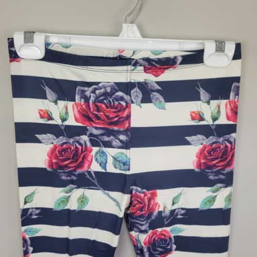 navy-creme-stripes-with-red-gray-roses-polyester-spandex-ankle-leggings-os