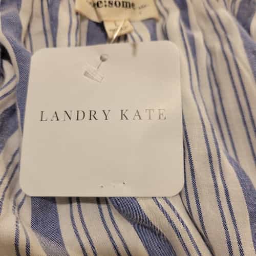 kate-landry-eesome-off-the-shoulder-denim-blue-and-white-striped-top-size-l