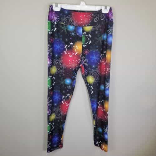 Amelia Rose Rainbow Snowflakes Polyester Spandex Ankle Leggings One Size Fits…