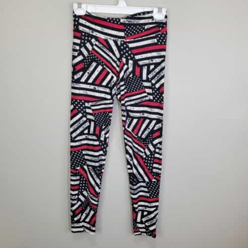 American Firefighter Flag Polyester Spandex Ankle Leggings Size L