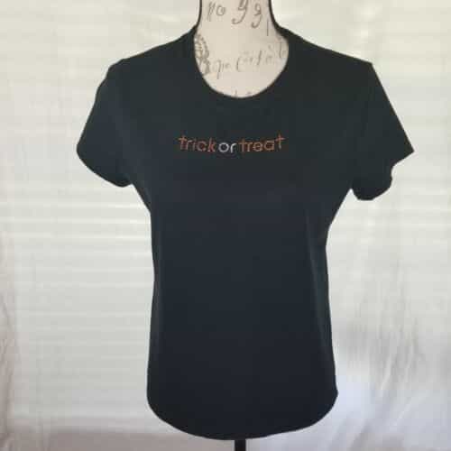 Basic Black Trick Or Treat Cotton Short Sleeve T-Shirt Size L