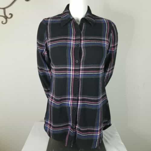 Derek Heart Black Plaid Cotton Button Front Shirt