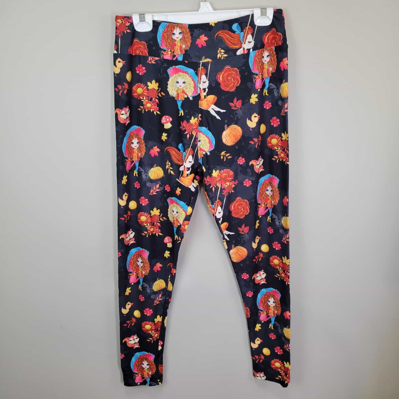 Dren Designs Fall Girls Theme Polyester Spandex Ankle Leggings Plus Size