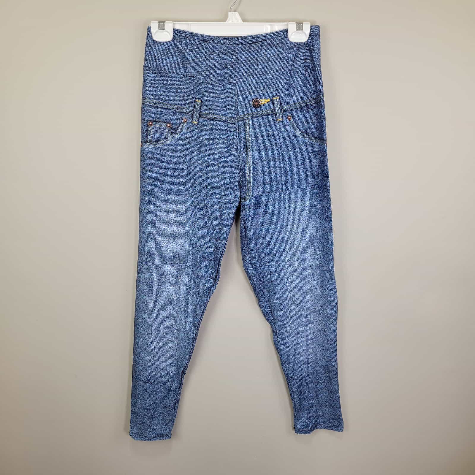 Dren Designs Faux Denim Medium Wash Ankle Leggings Tall and Curvy