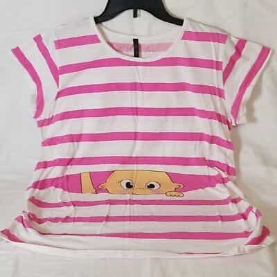 Electric Pink White & Pink Striped SS T-Shirt