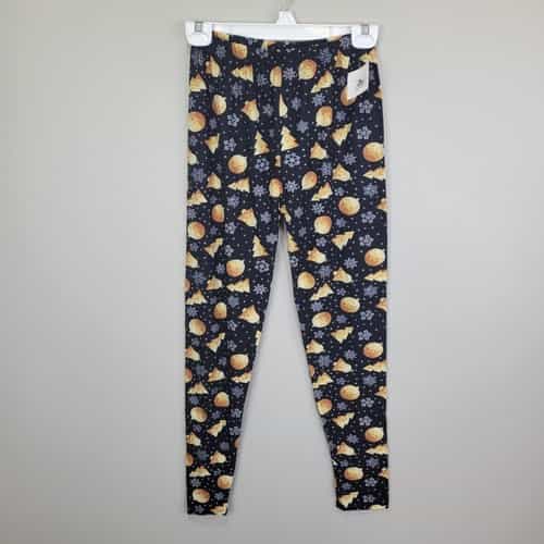Gold Ornament Polyester Spandex Ankle Leggings Plus Size