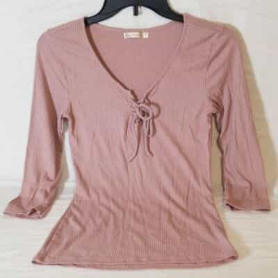Heart & Hips V-Neck Quarter Length Sleeve Blouse