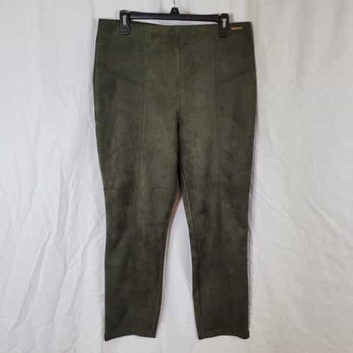 Marc New York Andrew Marc Faux Suede Full Control Waistband Olive Leggings Sz XL