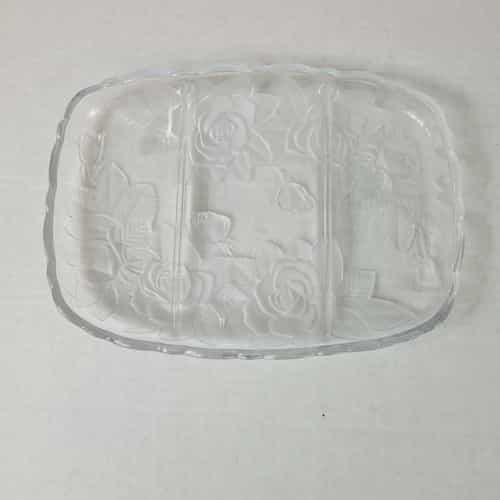 Mikasa Studio Nova Clear Glass Frosted Roses 3-Compartment Divided Relish Tray