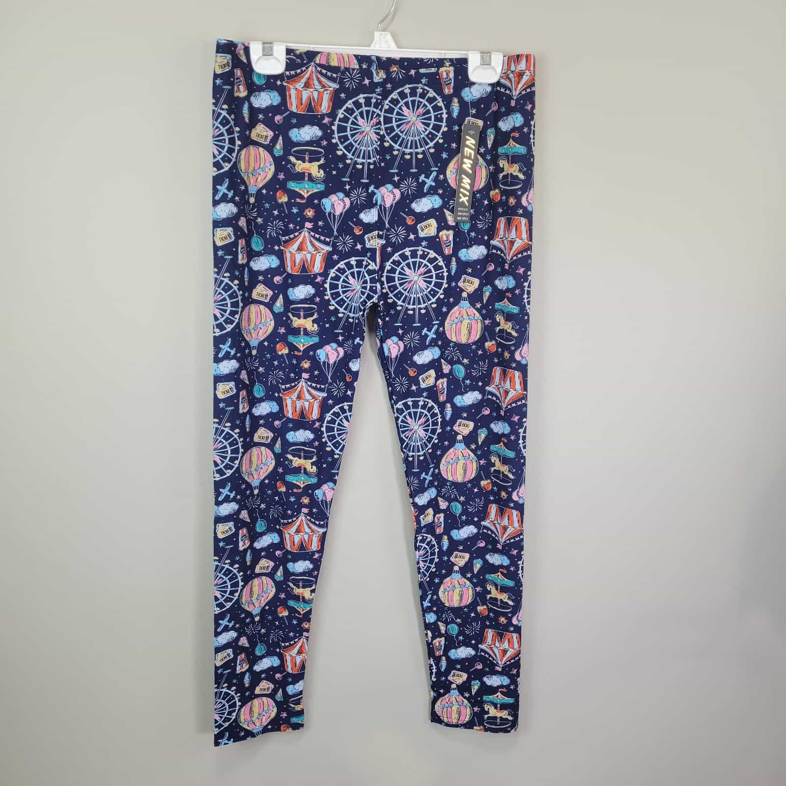New Mix Circus Print Polyester Spandex Leggings Extra Plus Size