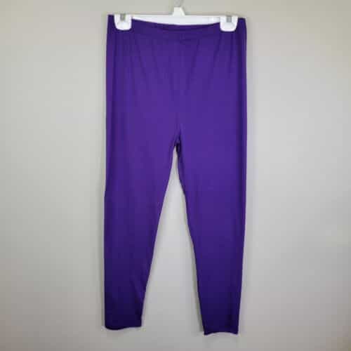 New Mix Solid Purple Polyester Spandex Ankle Leggings One Size Fits All