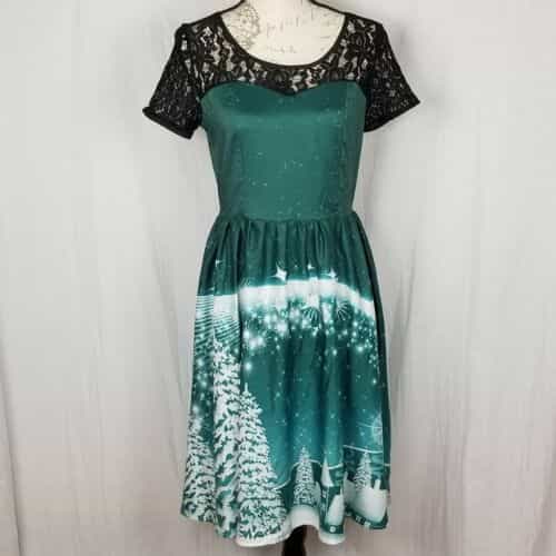 Newlight Fashion Green Ombre Winter Scene Dress