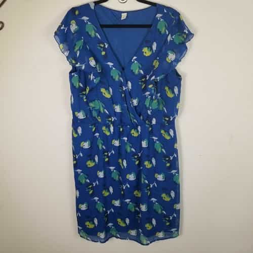 Old Navy Blue Floral Print Sleeveless Lined Summer Dress
