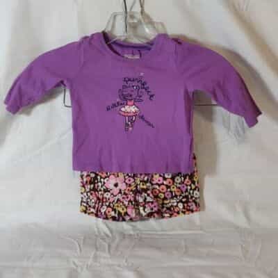 Oshkosh Girl Top and Cherokee Flower Shorts Outfit Size 9 months