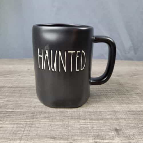 Rae Dunn Artisan Collection Black Ceramic Farmhouse Haunted Halloween Mug