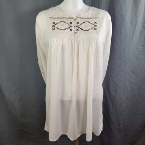 Sweet Magnolia Pleated Front Embroidered Blouse