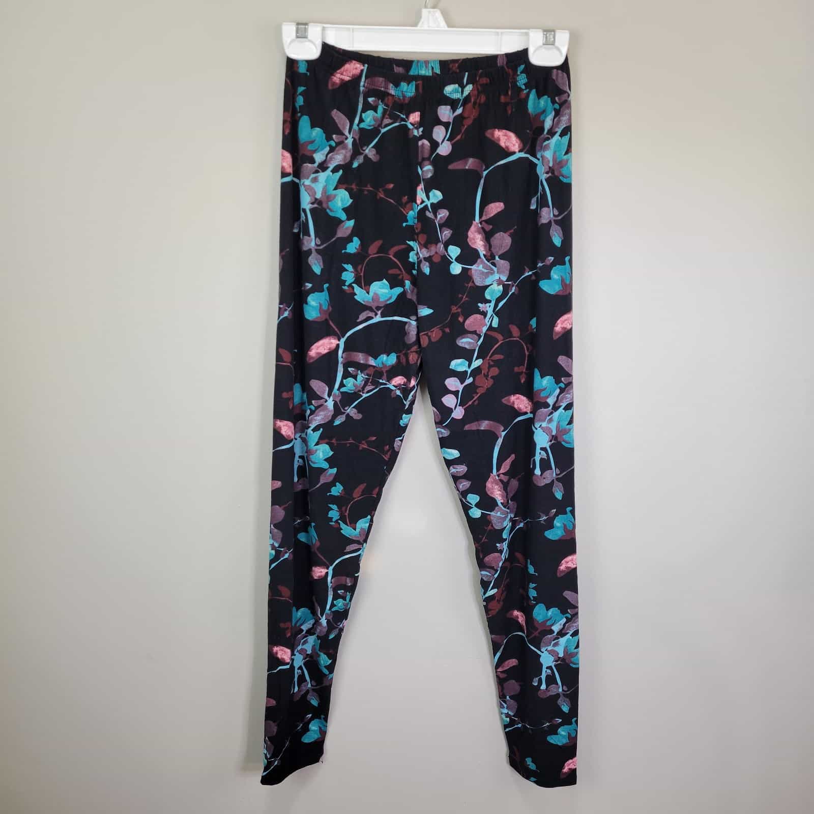 Watercolor Floral Print Polyester Spandex Ankle Leggings Plus Size
