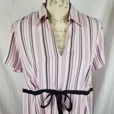 motherhood-maternity-pink-brown-collared-blouse-size-1x