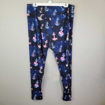 flamingos-and-anchors-polyester-spandex-ankle-leggings-extended-plus-size