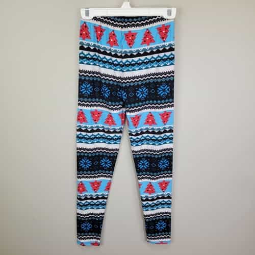 nordic-fair-isle-red-christmas-tree-print-polyester-spandex-ankle-leggings-os