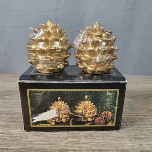 Gold Pinecone Candle Set