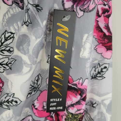 new-mix-skulls-pink-flowers-polyester-spandex-ankle-leggings-one-size-fits-all