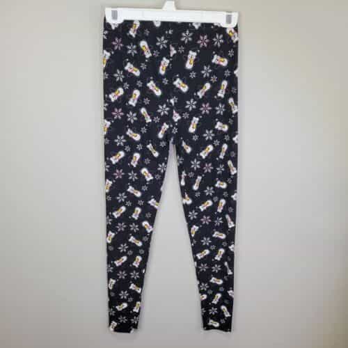 penguins-and-snowflakes-polyester-spandex-black-ankle-leggings-one-size-fits-all