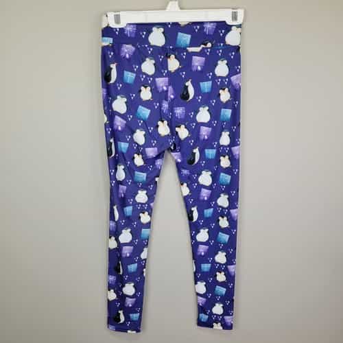 Purple Penguin Jam Polyester Spandex Ankle Leggings One Size Fits All