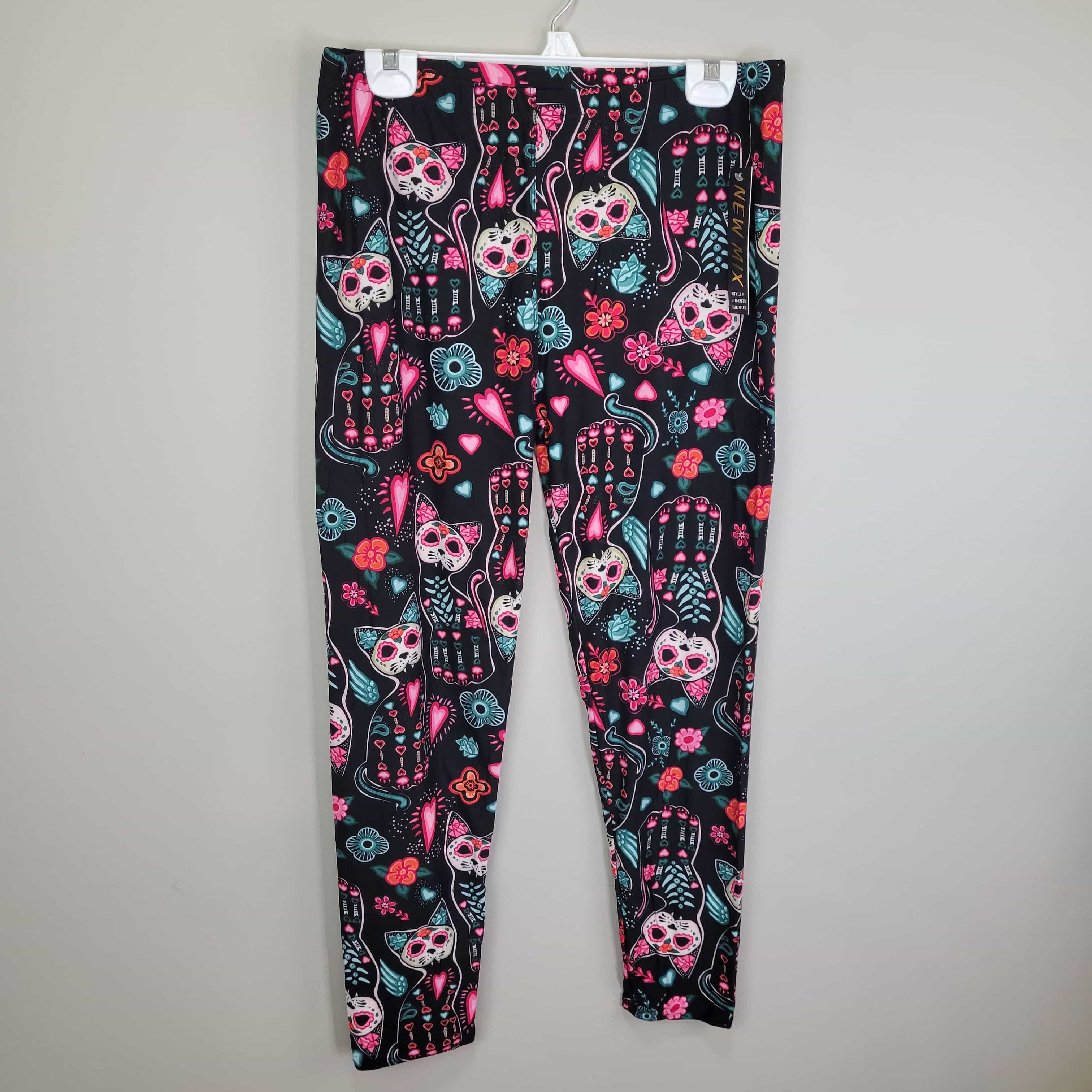 new-mix-sugar-skull-kittens-polyester-spandex-ankle-leggings-extra-plus-size