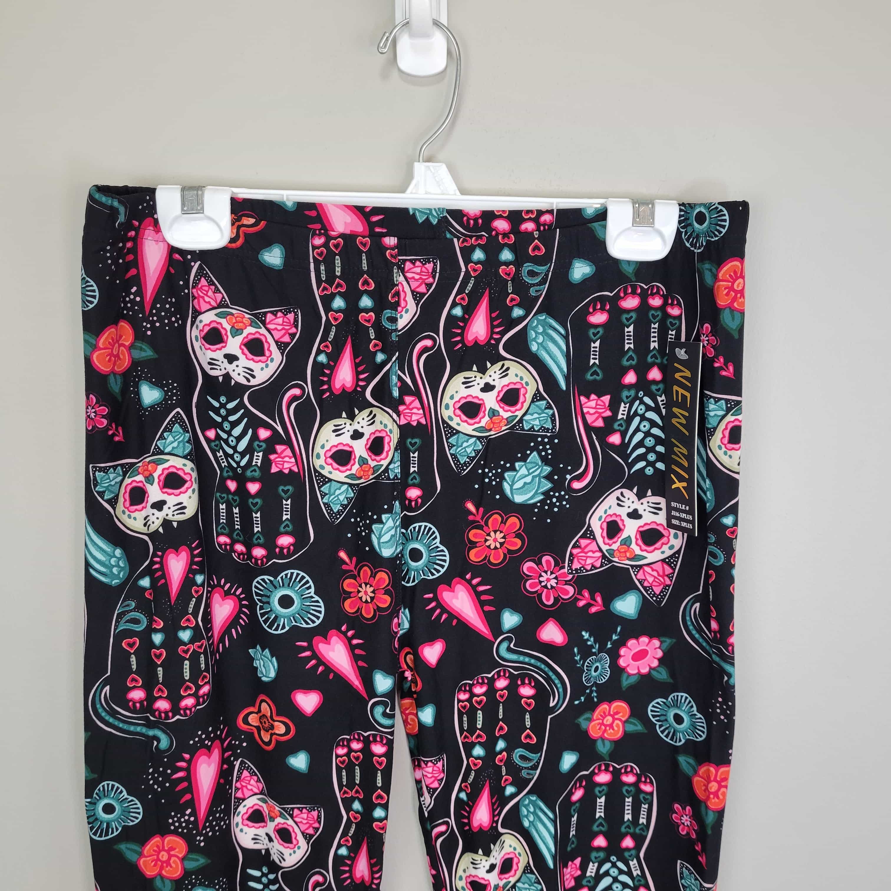new-mix-sugar-skull-kittens-polyester-spandex-ankle-leggings-extra-plus-size