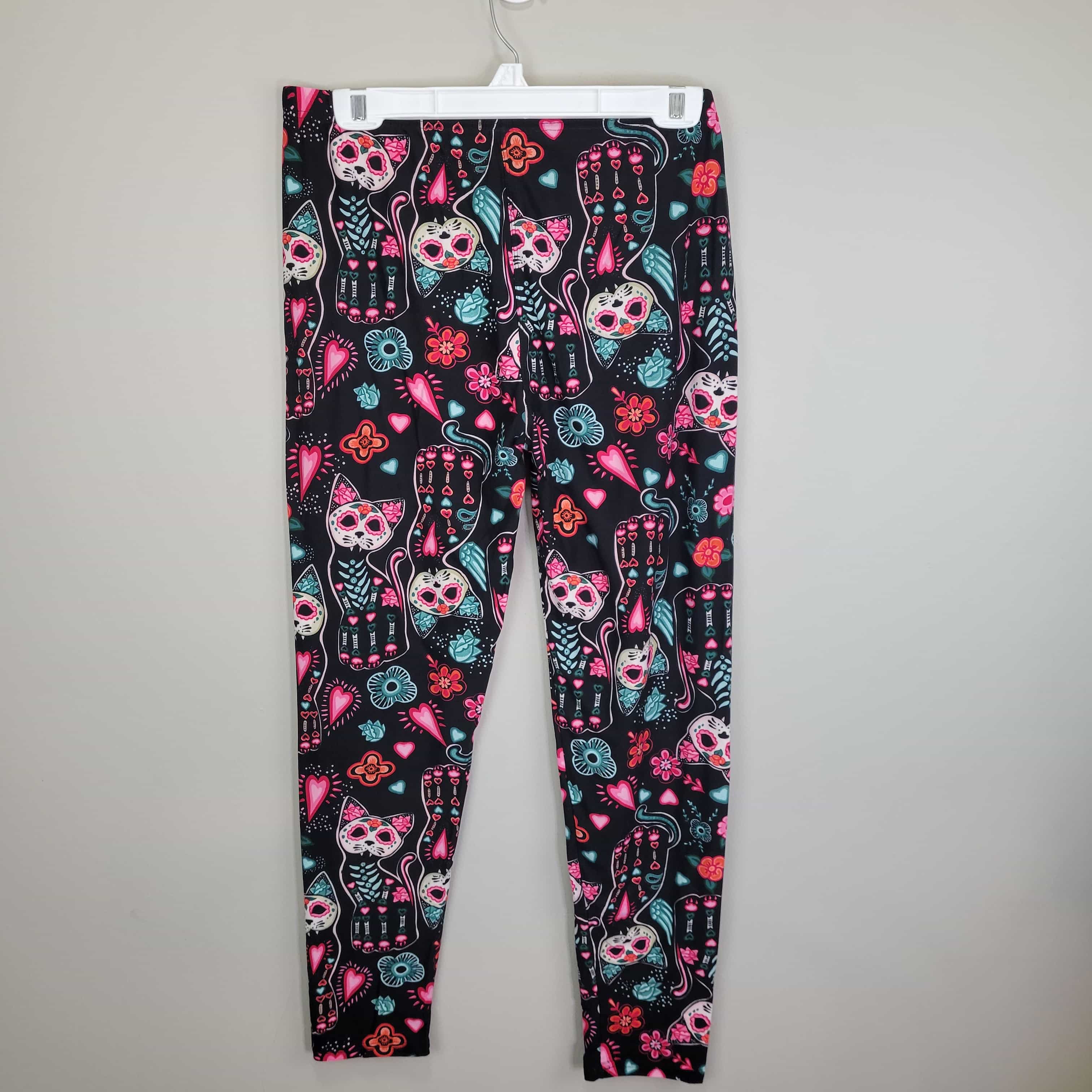 new-mix-sugar-skull-kittens-polyester-spandex-ankle-leggings-extra-plus-size
