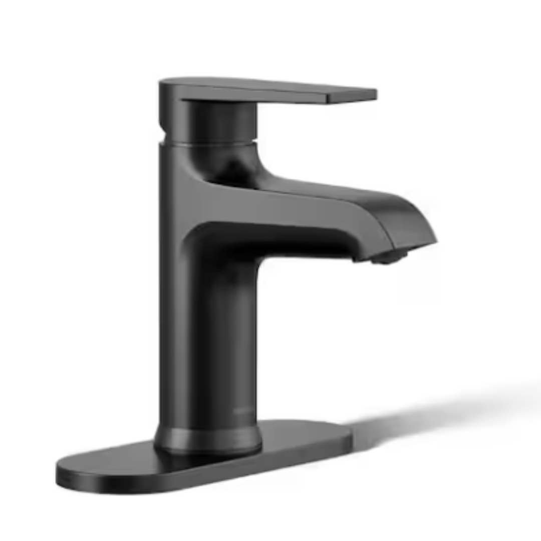 KOHLER 97061-4-BL Hint Single Hole 1.2 GPM Single-Handle Bathroom Sink Faucet in Matte Black