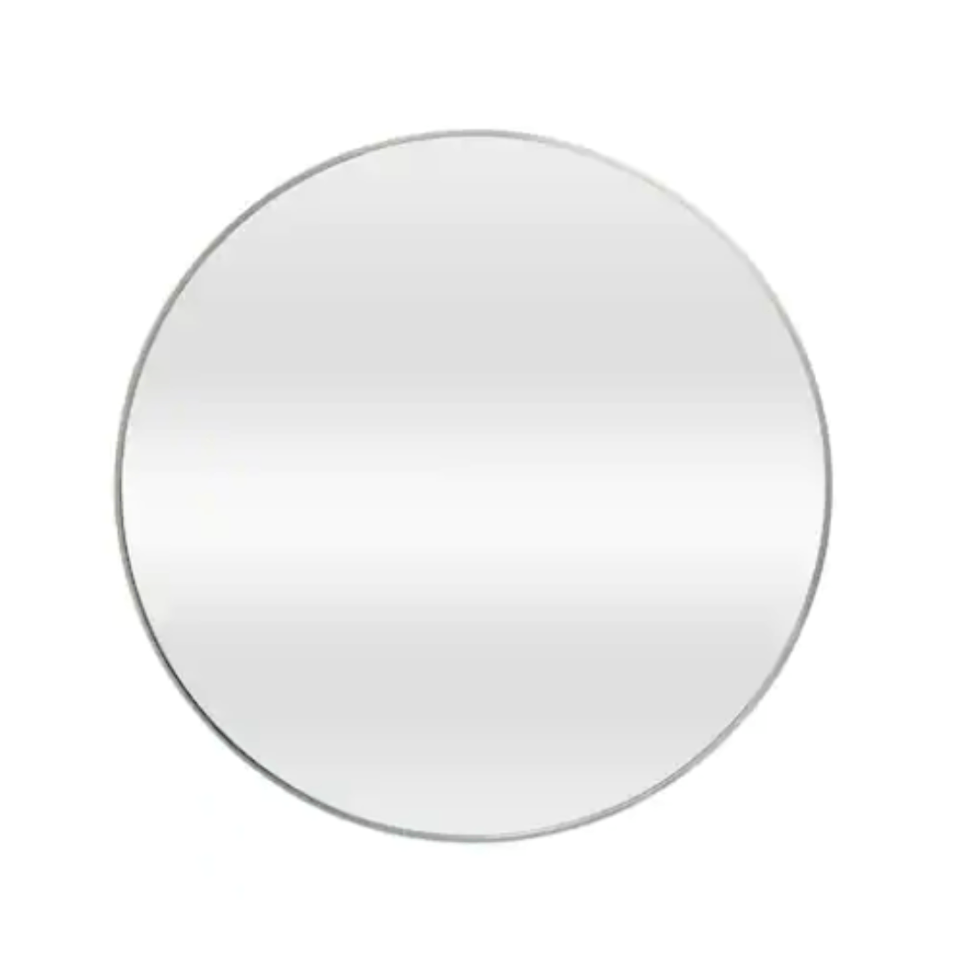 Glacier Bay AL-60S 24 in. W x 24 in. H Round Aluminum Framed Wall Bathroom Vanity Mirror in Silver (Screws Not Included)