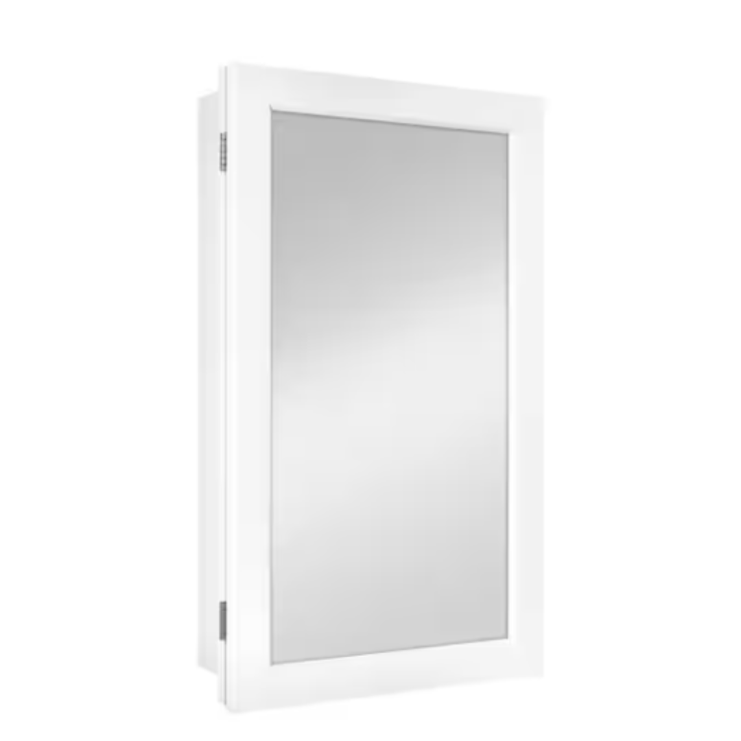 Glacier Bay 33153 15-1/4 in. W x 26 in. H Framed Recessed or Surface-Mount Bathroom Medicine Cabinet with Mirror in White
