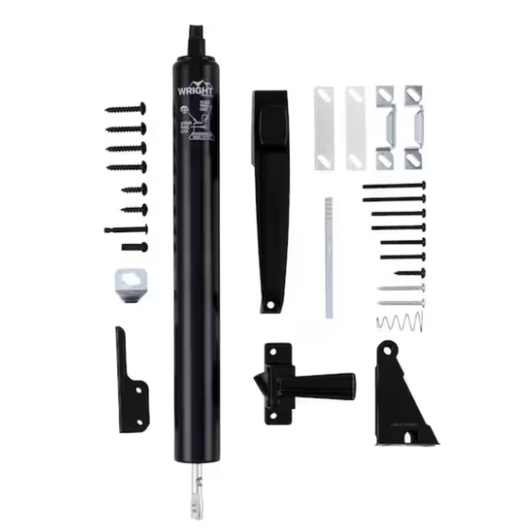 Wright Products V1033BL Pneumatic Closer and Push Button Latch Combo Kit, Black