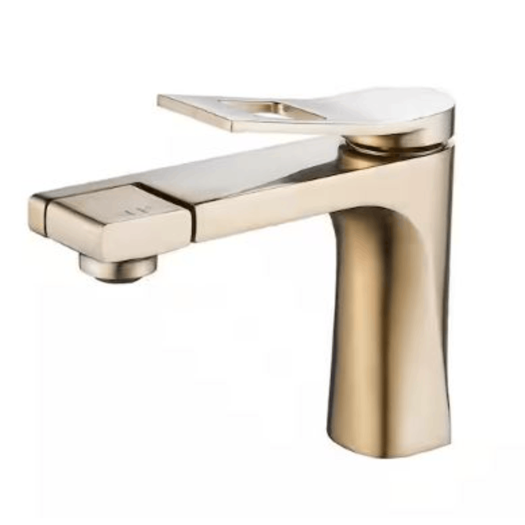 FURUISI 4HH3DG Single Handle Single Hole Bathroom Faucet with Supply Lines and Spot Resistant in Gold