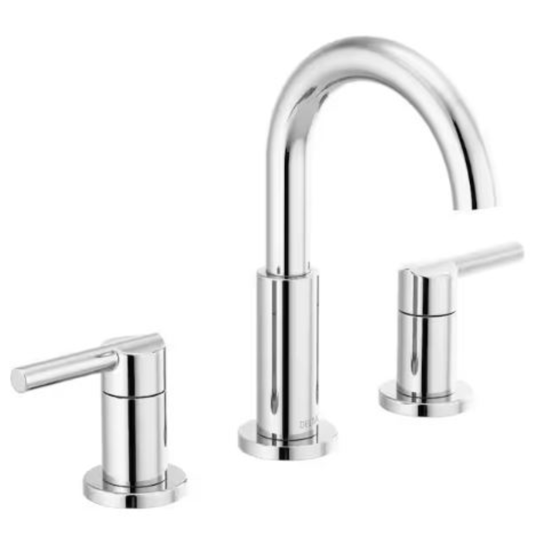 Delta 35749LF Nicoli J-Spout 8 in. Widespread 2-Handle Bathroom Faucet in Chrome